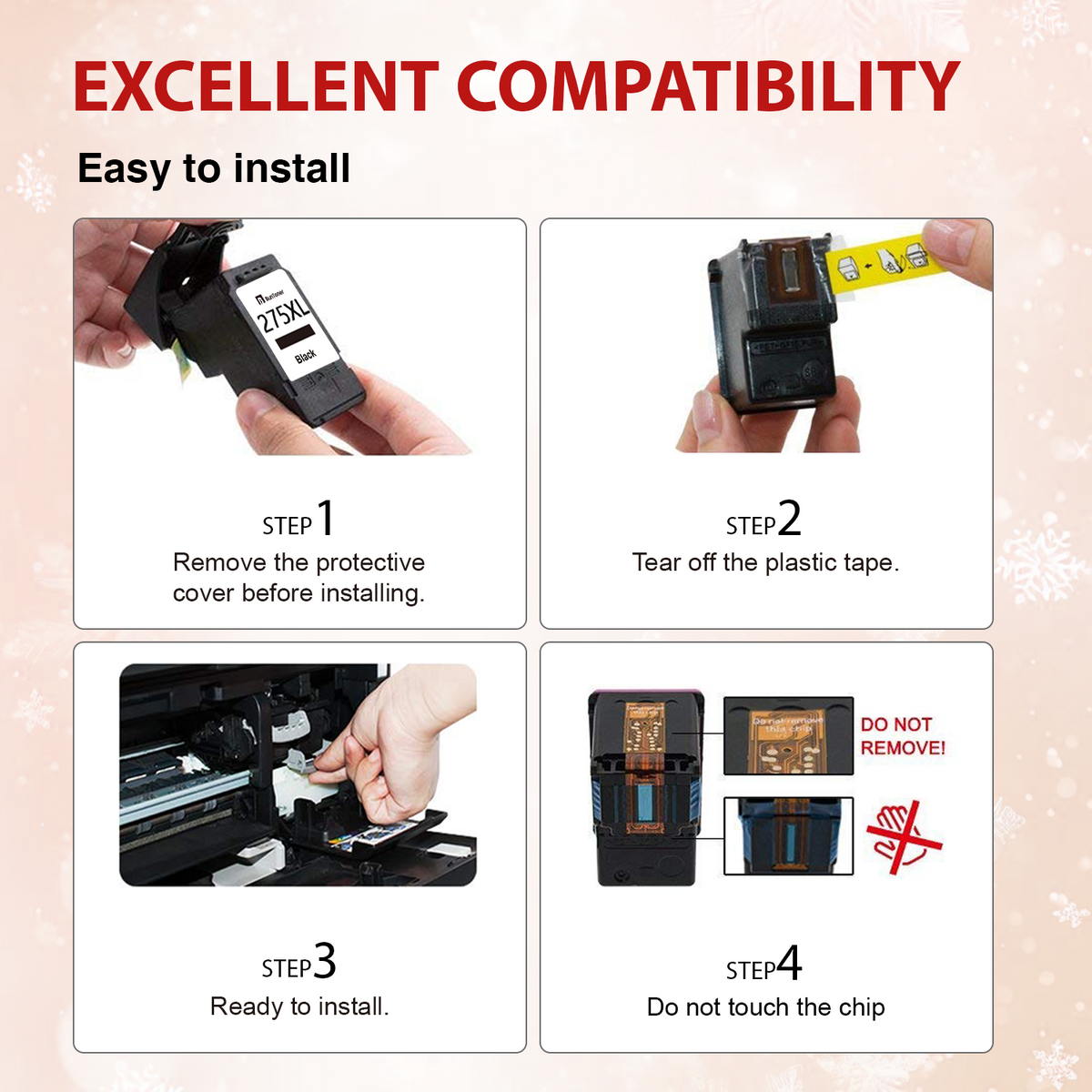 275XL Black Ink Cartridges Compatible for Canon 275 PG-275 Black Ink for Canon Ink 275 XL for Canon Pixma TS3722 TR4722 Printers (1 Black)