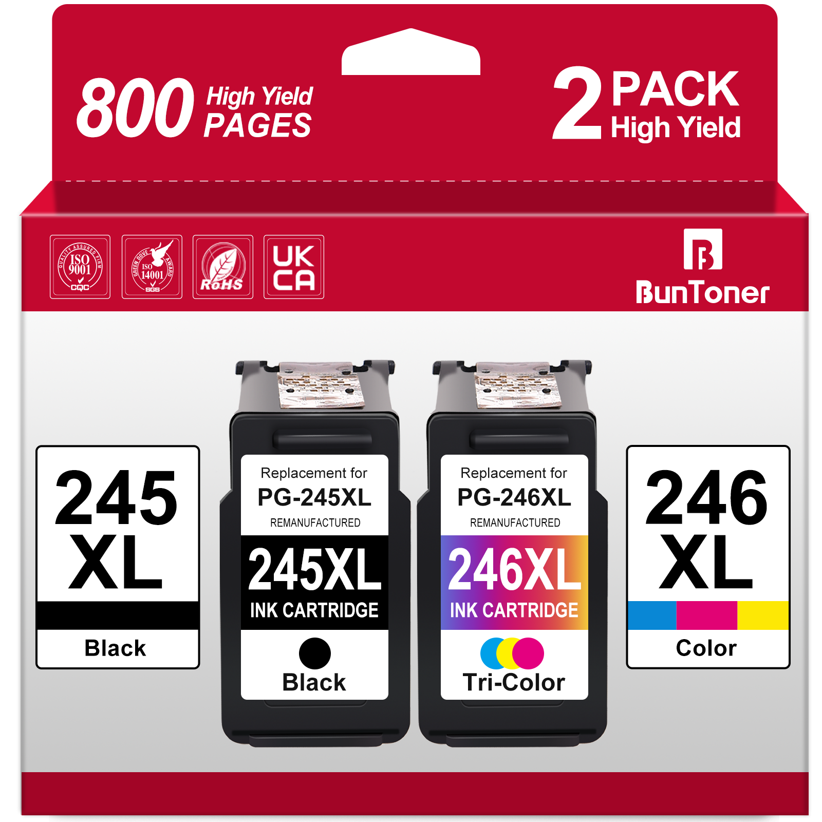 245xl 246xl Combo Pack for Canon Ink 245 and 246 for Pixma MG2522 2520 MX490 TS3322 TR4522 TR4520 Printer