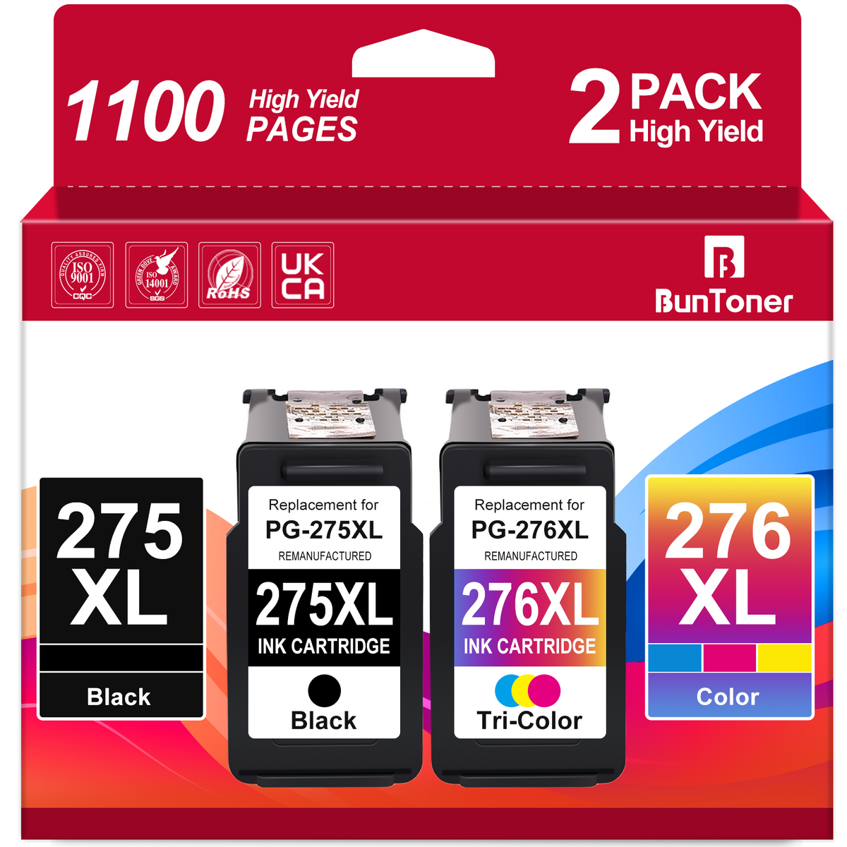 275 Ink Compatible for Canon Ink 275 and 276 XL 275XL Ink Cartridge Value Pack for PIXMA TS3722 TS3522 TS3520 TR4720 TR4722 Printer