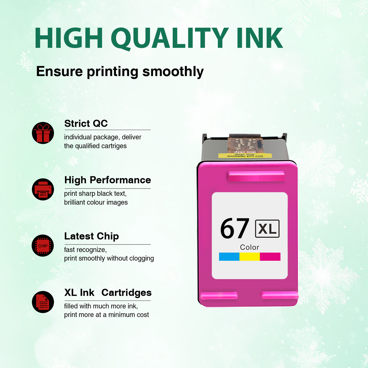 67XL Ink Cartridge Compatible for HP 67 Color Ink Cartridge for Deskjet 2755e 2855e 2742e 2752e 4155e 4255e 6055e 6065e Printer ( 1 Color)