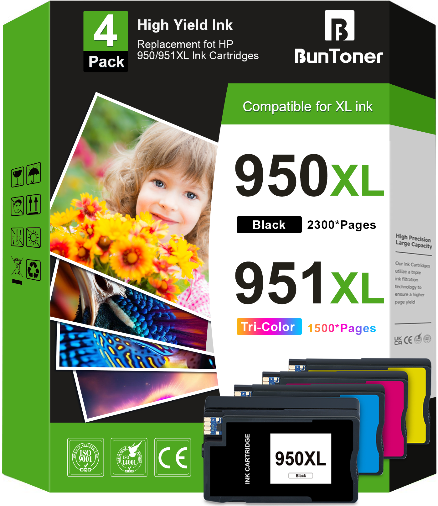 950XL and 951XL Ink Cartridges Compatible for HP 950 and 951 Ink Cartridges for HP OfficeJet Pro 8600 8610 8620 Printer (4-Pack)