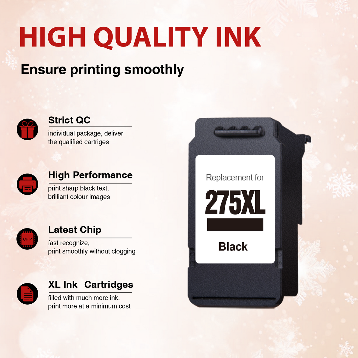 275XL Black Ink Cartridges Compatible for Canon 275 PG-275 Black Ink for Canon Ink 275 XL for Canon Pixma TS3722 TR4722 Printers (1 Black)