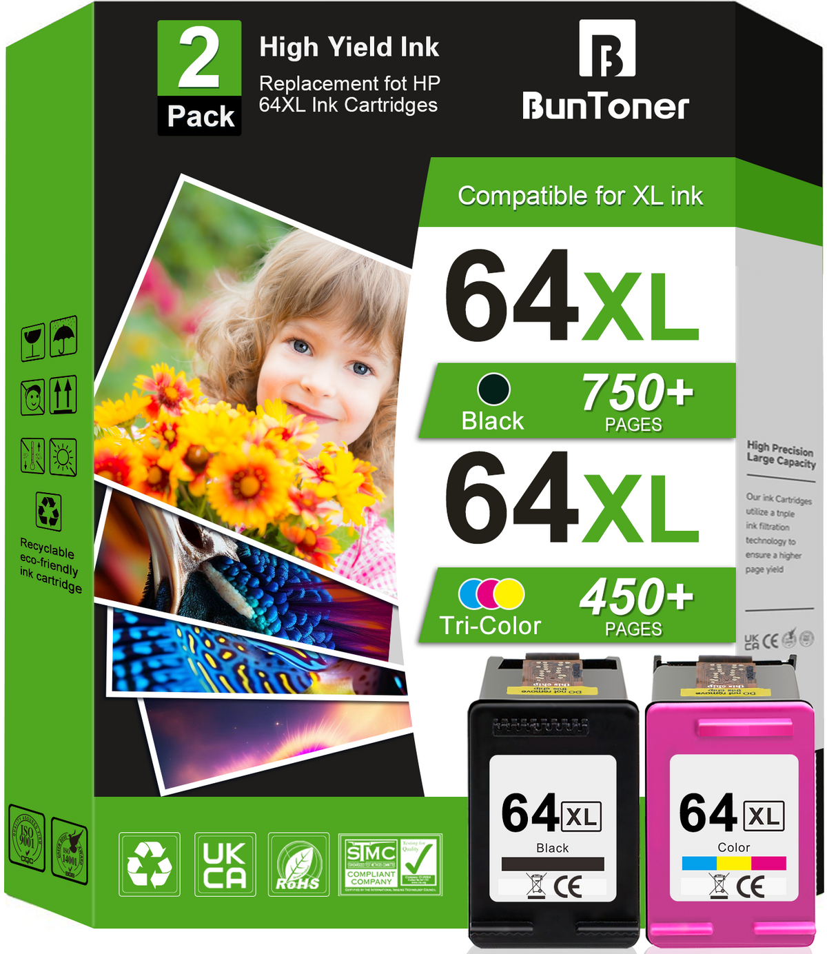 64 Ink Cartridges Compatible for HP 64XL Ink Cartridges Combo for Printer Ink 64 for Envy Photo 7855 7858 7155 6252 7800 7100 7255e 7955e 7958e 7900e (Black, Color)