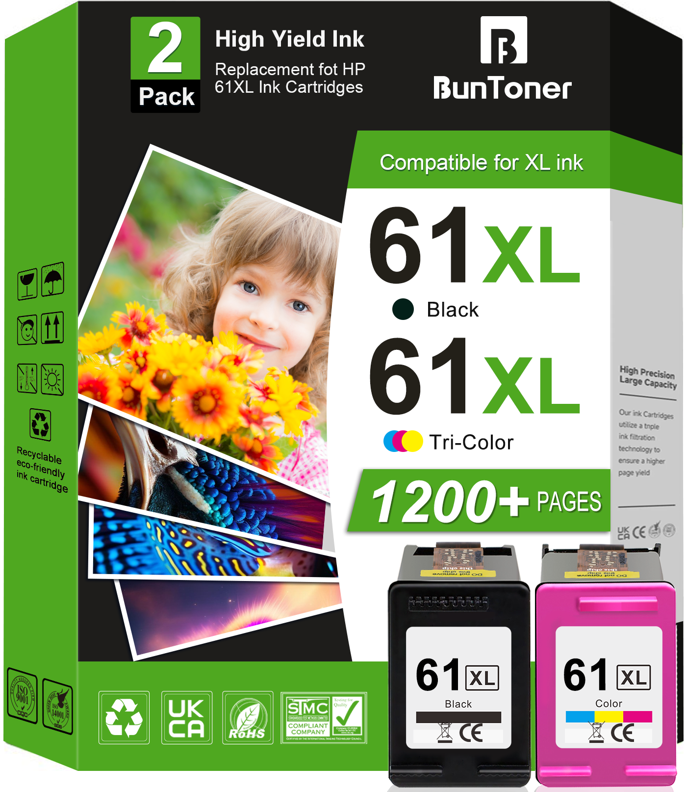 61 Ink Compatible for HP 61 Ink Cartridge Combo Pack for HP Ink 61 for Envy 4500 5530 4502 Printer ( Black,Tri-color)