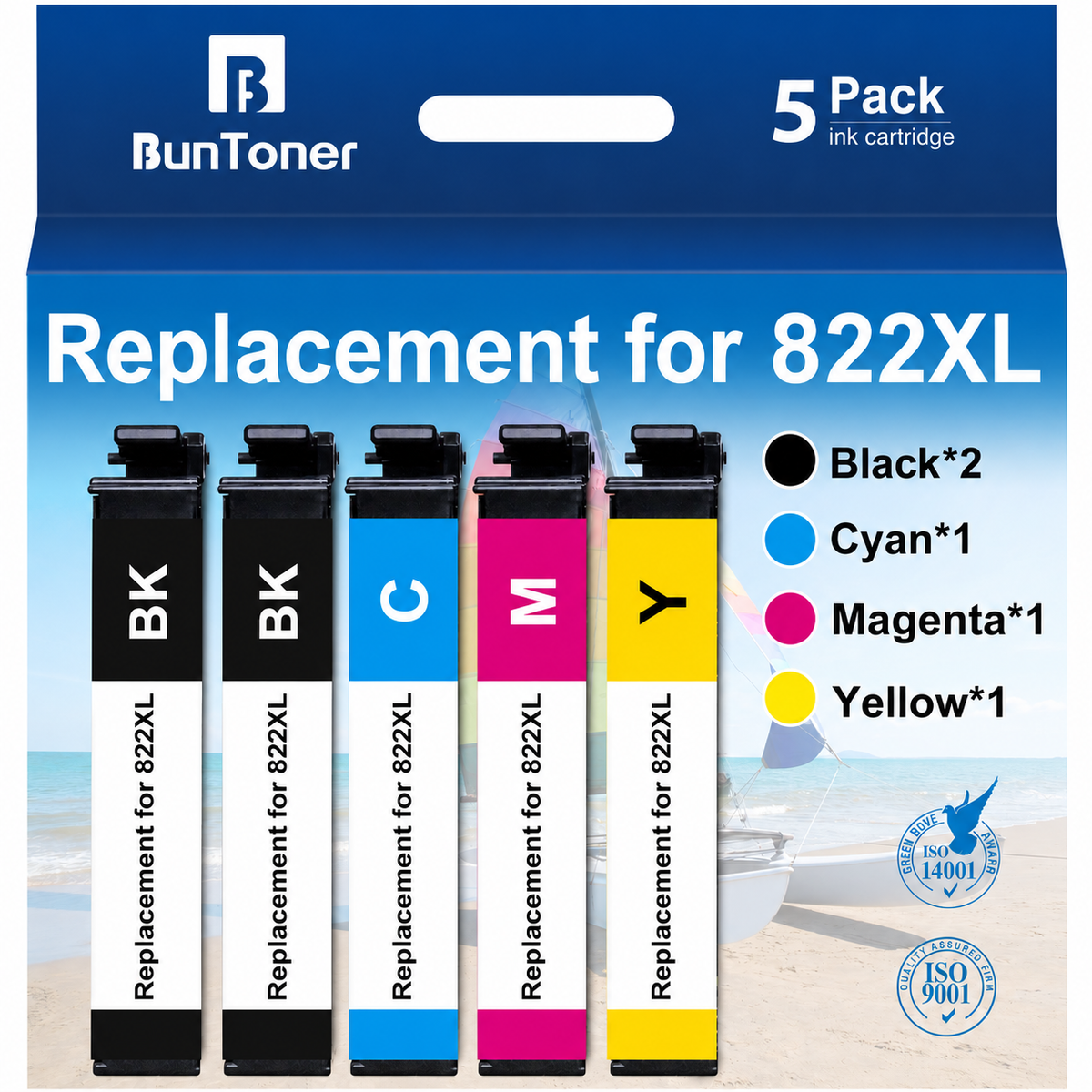 822XL Ink Cartridge Compatible for Epson 822 Ink 822XL for Workforce Pro WF-3820 WF-4830 WF-4833 Printer (Black Cyan Magenta Yellow, Combo Pack)