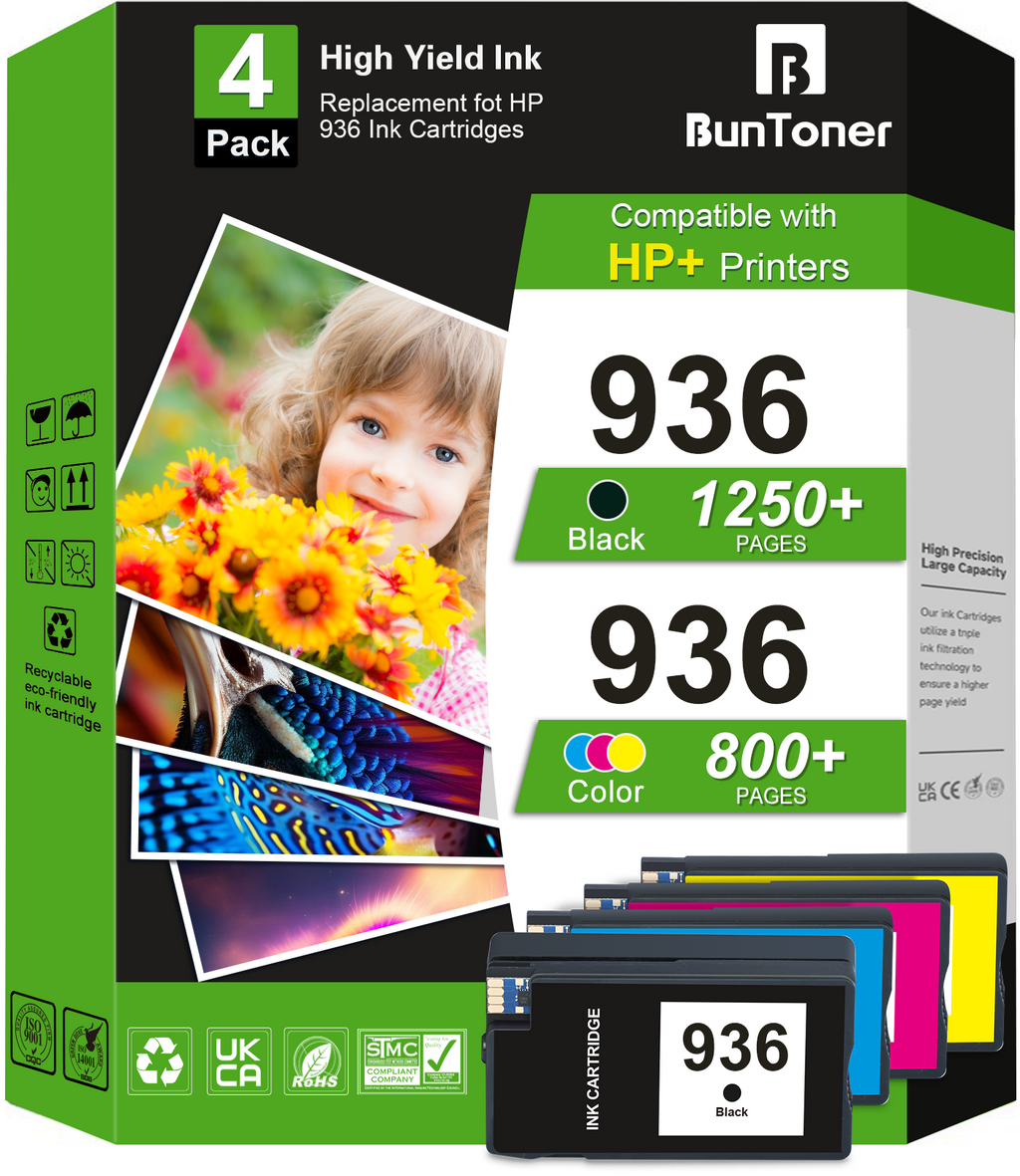 936 Ink Cartridges Compatible for HP 936e 936 XL Ink for OfficeJet Pro 9110b 9120b 9125e 9122e 9128e 9130e 9130b 9135e 9117b 9730e 9132 9135 9730 Printer 4 Pack