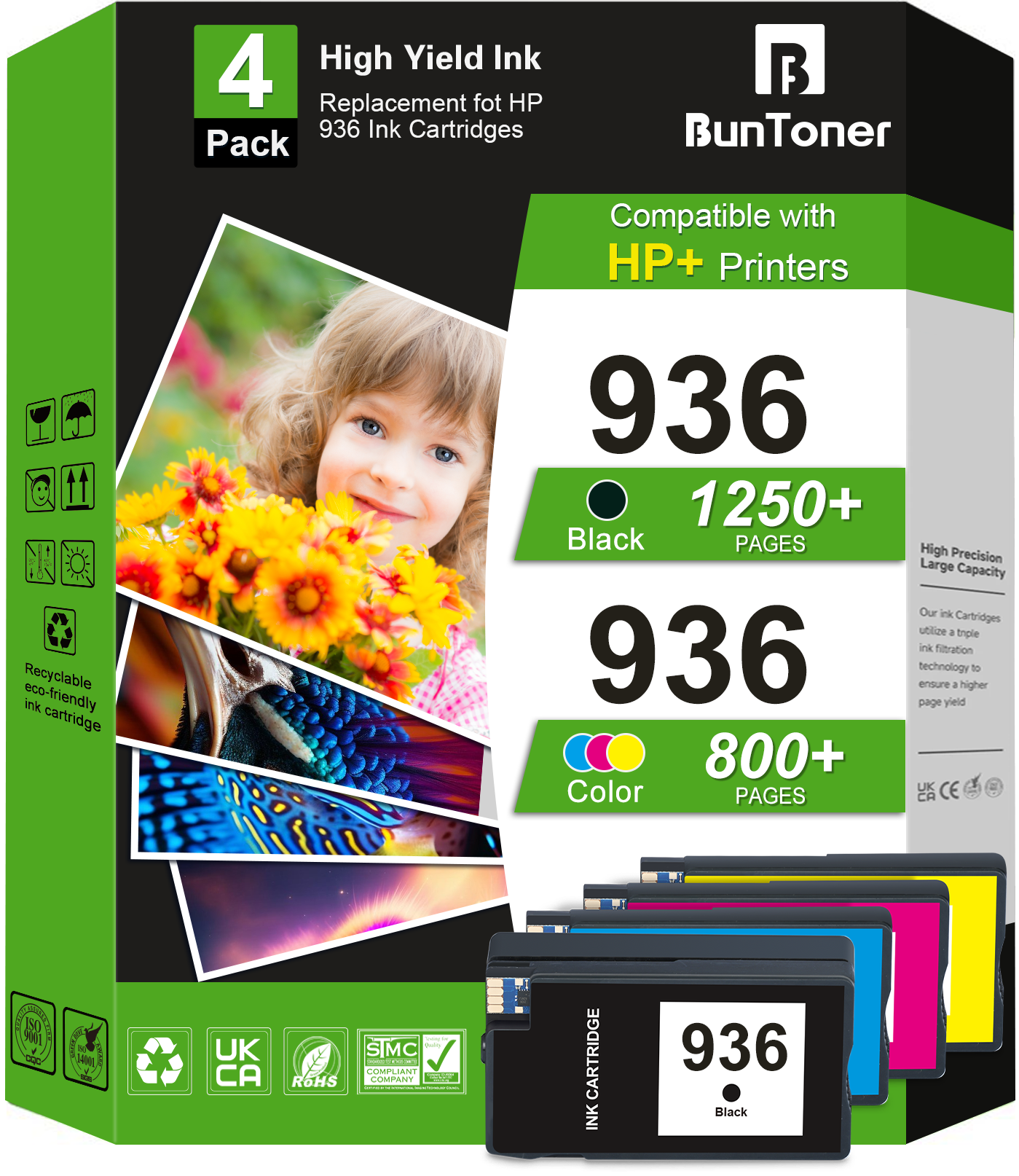 936 Ink Cartridges Compatible for HP 936e 936 XL Ink for OfficeJet Pro 9110b 9120b 9125e 9122e 9128e 9130e 9130b 9135e 9117b 9730e 9132 9135 9730 Printer 4 Pack