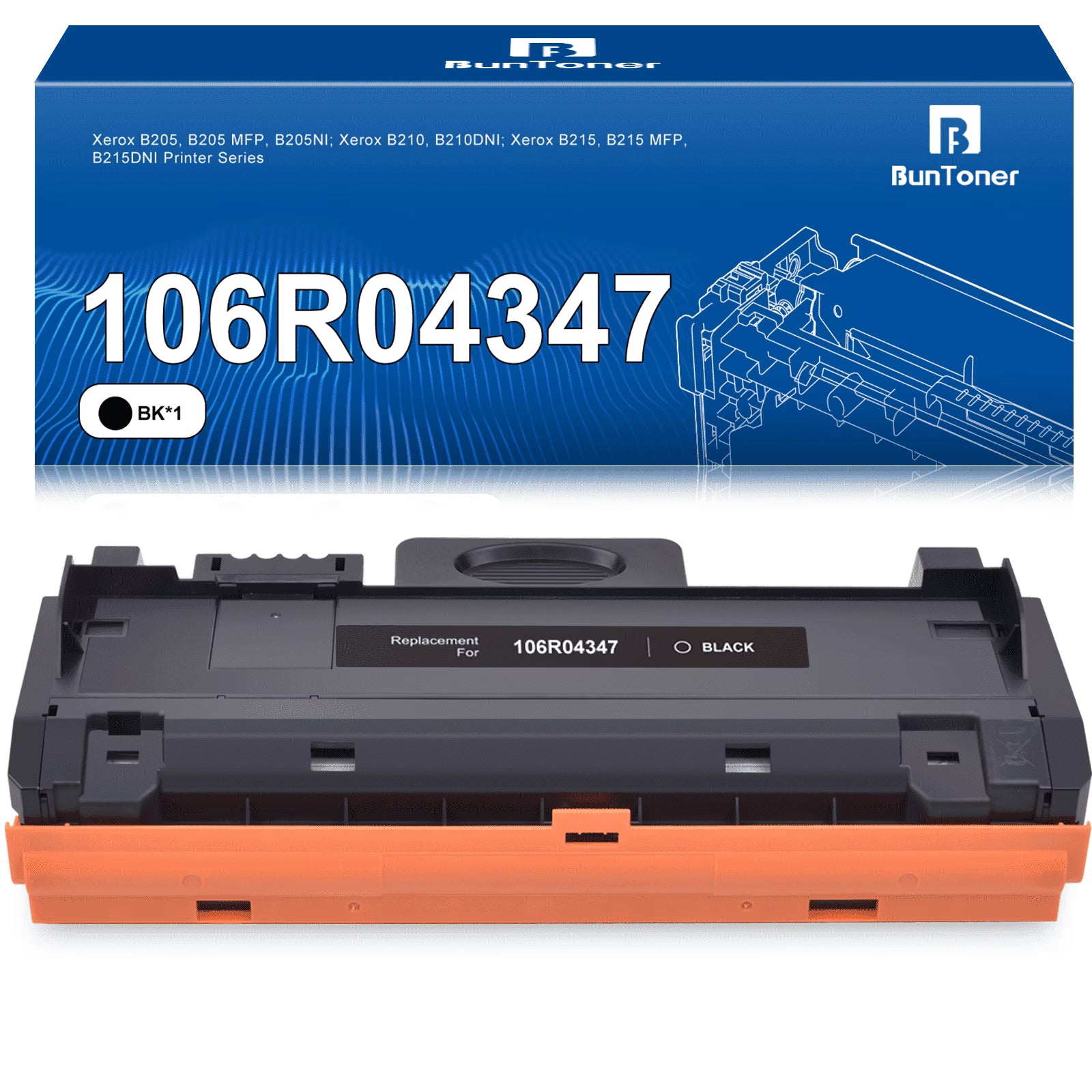 B210/ B205/ B215 Toner Cartridge Replacement for Xerox 106R04347 106R04346 High Yield 3,000 Pages use for Xerox B205NI B210DNI B215DNI Printer (Black, 1-Pack)