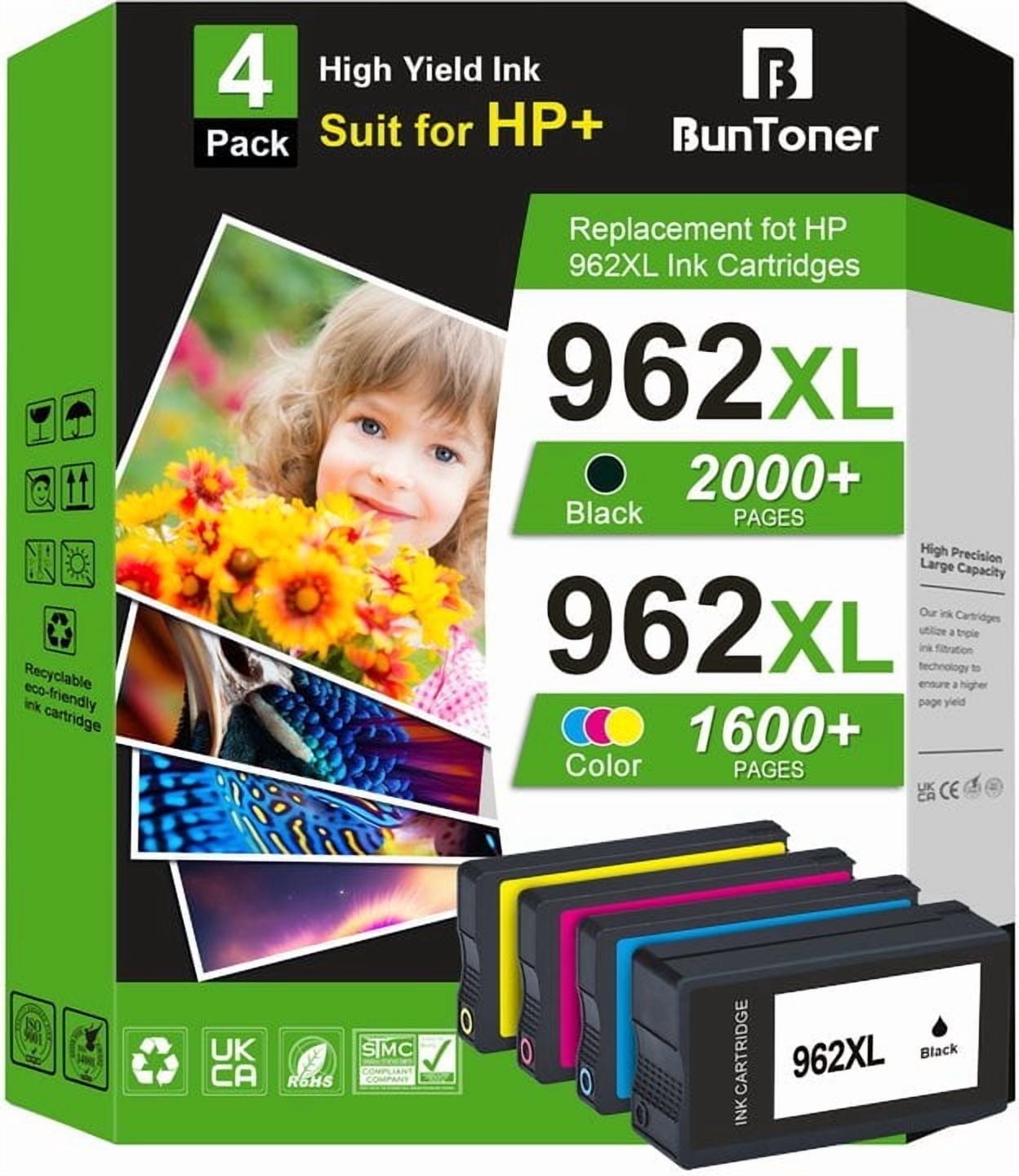 962 Ink Cartridges Compatible for HP 962 XL 962XL Ink Cartridges Combo Pack (Black Cyan Magenta Yellow)