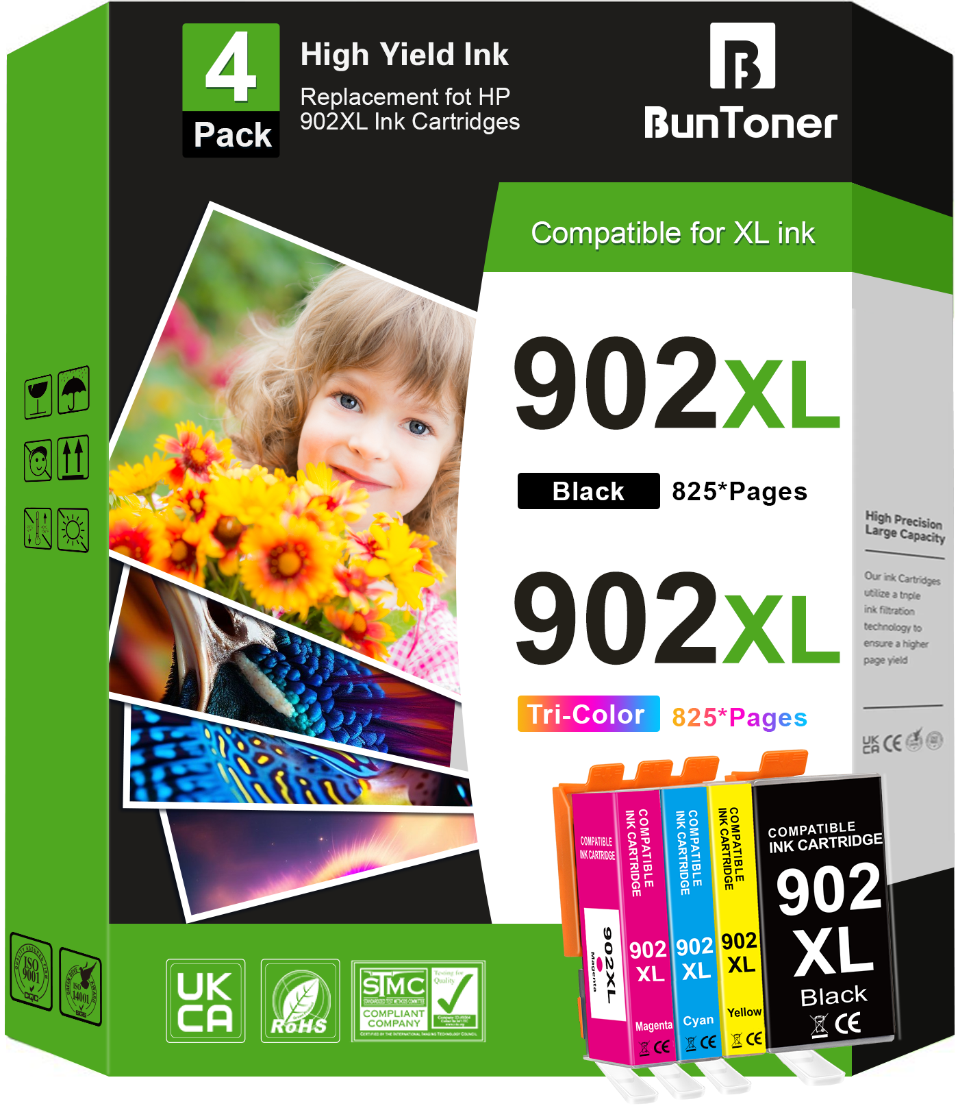 902 Ink Compatible for HP 902 Ink Cartridge for 902 902xl HP Ink Cartridges (4 Pack)