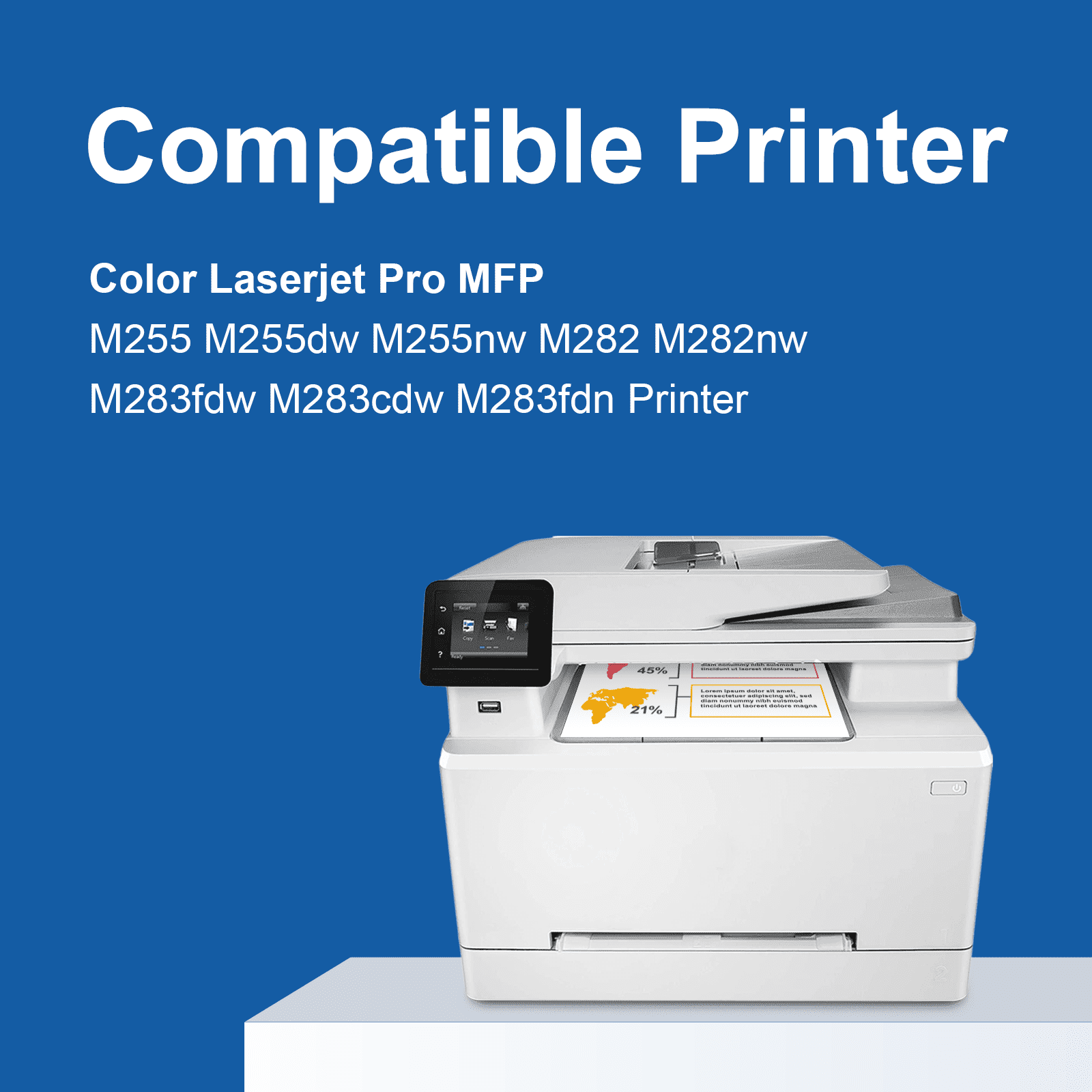 206A Toner Cartridges (With Chip) Compatible for HP 206A Toner Cartridges for 206A W2110A Toner Cartridge for HP Color Laserjet Pro MFP M283fdw (4 Pack)